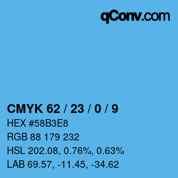 Color code: CMYK 62 / 23 / 0 / 9 | qconv.com