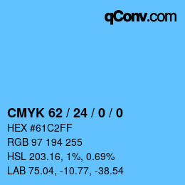 カラーコード: CMYK 62 / 24 / 0 / 0 | qconv.com