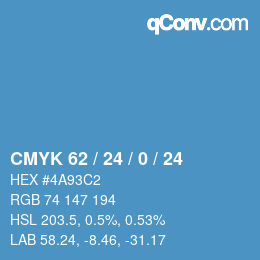 Color code: CMYK 62 / 24 / 0 / 24 | qconv.com