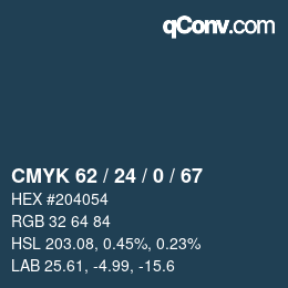 カラーコード: CMYK 62 / 24 / 0 / 67 | qconv.com
