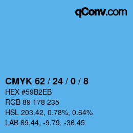 カラーコード: CMYK 62 / 24 / 0 / 8 | qconv.com