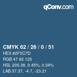 颜色代码: CMYK 62 / 26 / 0 / 51 | qconv.com