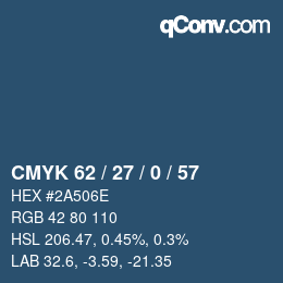 カラーコード: CMYK 62 / 27 / 0 / 57 | qconv.com