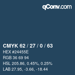 カラーコード: CMYK 62 / 27 / 0 / 63 | qconv.com