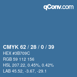 Farbcode: CMYK 62 / 28 / 0 / 39 | qconv.com