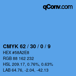 Color code: CMYK 62 / 30 / 0 / 9 | qconv.com