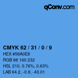カラーコード: CMYK 62 / 31 / 0 / 9 | qconv.com