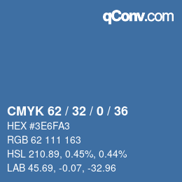 カラーコード: CMYK 62 / 32 / 0 / 36 | qconv.com