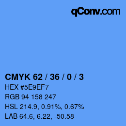 Farbcode: CMYK 62 / 36 / 0 / 3 | qconv.com