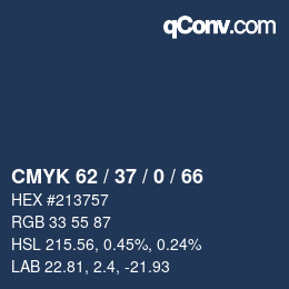 Color code: CMYK 62 / 37 / 0 / 66 | qconv.com