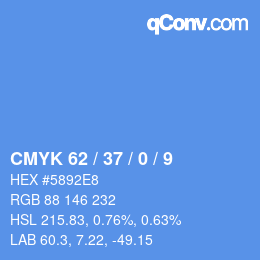 Farbcode: CMYK 62 / 37 / 0 / 9 | qconv.com