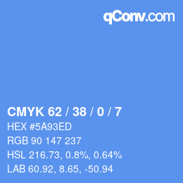 颜色代码: CMYK 62 / 38 / 0 / 7 | qconv.com