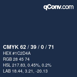 颜色代码: CMYK 62 / 39 / 0 / 71 | qconv.com