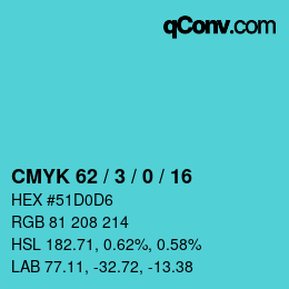 Código de color: CMYK 62 / 3 / 0 / 16 | qconv.com