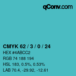 Color code: CMYK 62 / 3 / 0 / 24 | qconv.com