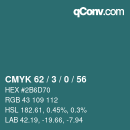 Color code: CMYK 62 / 3 / 0 / 56 | qconv.com