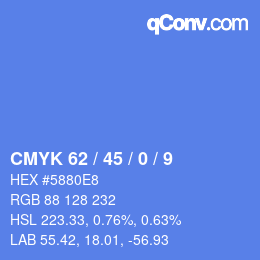 颜色代码: CMYK 62 / 45 / 0 / 9 | qconv.com