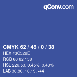 Código de color: CMYK 62 / 48 / 0 / 38 | qconv.com