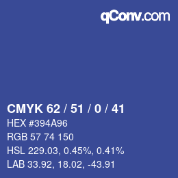 Color code: CMYK 62 / 51 / 0 / 41 | qconv.com