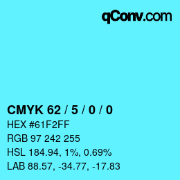颜色代码: CMYK 62 / 5 / 0 / 0 | qconv.com