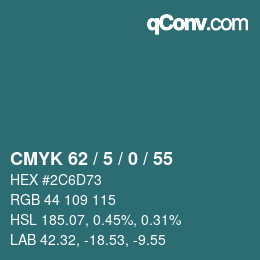 Color code: CMYK 62 / 5 / 0 / 55 | qconv.com