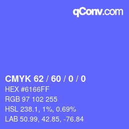 颜色代码: CMYK 62 / 60 / 0 / 0 | qconv.com