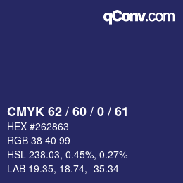 Color code: CMYK 62 / 60 / 0 / 61 | qconv.com