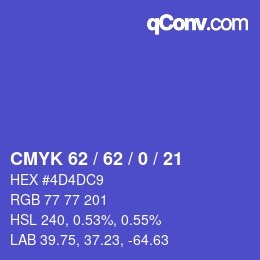 Color code: CMYK 62 / 62 / 0 / 21 | qconv.com