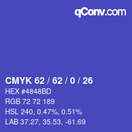 Color code: CMYK 62 / 62 / 0 / 26 | qconv.com