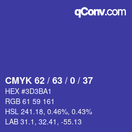 颜色代码: CMYK 62 / 63 / 0 / 37 | qconv.com