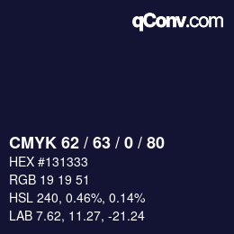 颜色代码: CMYK 62 / 63 / 0 / 80 | qconv.com