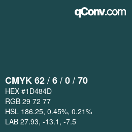 カラーコード: CMYK 62 / 6 / 0 / 70 | qconv.com