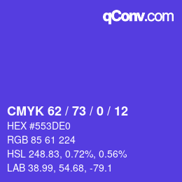 颜色代码: CMYK 62 / 73 / 0 / 12 | qconv.com