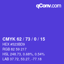 Color code: CMYK 62 / 73 / 0 / 15 | qconv.com