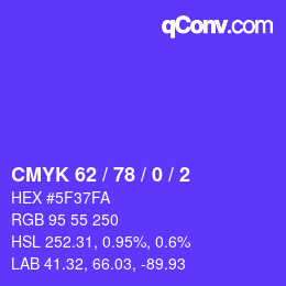 颜色代码: CMYK 62 / 78 / 0 / 2 | qconv.com