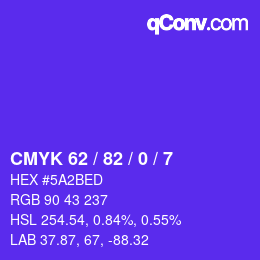Color code: CMYK 62 / 82 / 0 / 7 | qconv.com