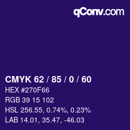 Código de color: CMYK 62 / 85 / 0 / 60 | qconv.com