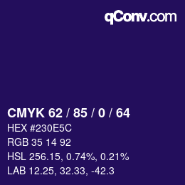 Color code: CMYK 62 / 85 / 0 / 64 | qconv.com