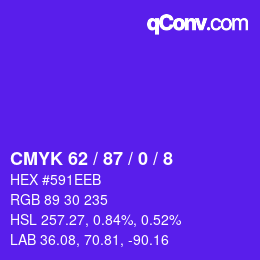 Color code: CMYK 62 / 87 / 0 / 8 | qconv.com
