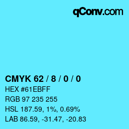 カラーコード: CMYK 62 / 8 / 0 / 0 | qconv.com