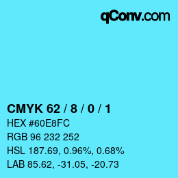 Color code: CMYK 62 / 8 / 0 / 1 | qconv.com