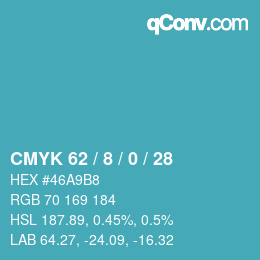 Color code: CMYK 62 / 8 / 0 / 28 | qconv.com
