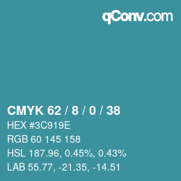 Color code: CMYK 62 / 8 / 0 / 38 | qconv.com