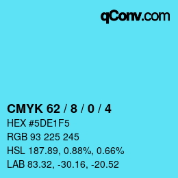 カラーコード: CMYK 62 / 8 / 0 / 4 | qconv.com