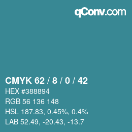 颜色代码: CMYK 62 / 8 / 0 / 42 | qconv.com