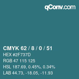 Color code: CMYK 62 / 8 / 0 / 51 | qconv.com