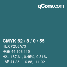カラーコード: CMYK 62 / 8 / 0 / 55 | qconv.com