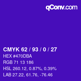 Color code: CMYK 62 / 93 / 0 / 27 | qconv.com