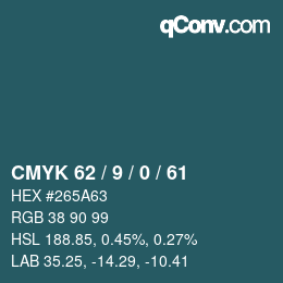颜色代码: CMYK 62 / 9 / 0 / 61 | qconv.com