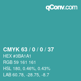 颜色代码: CMYK 63 / 0 / 0 / 37 | qconv.com